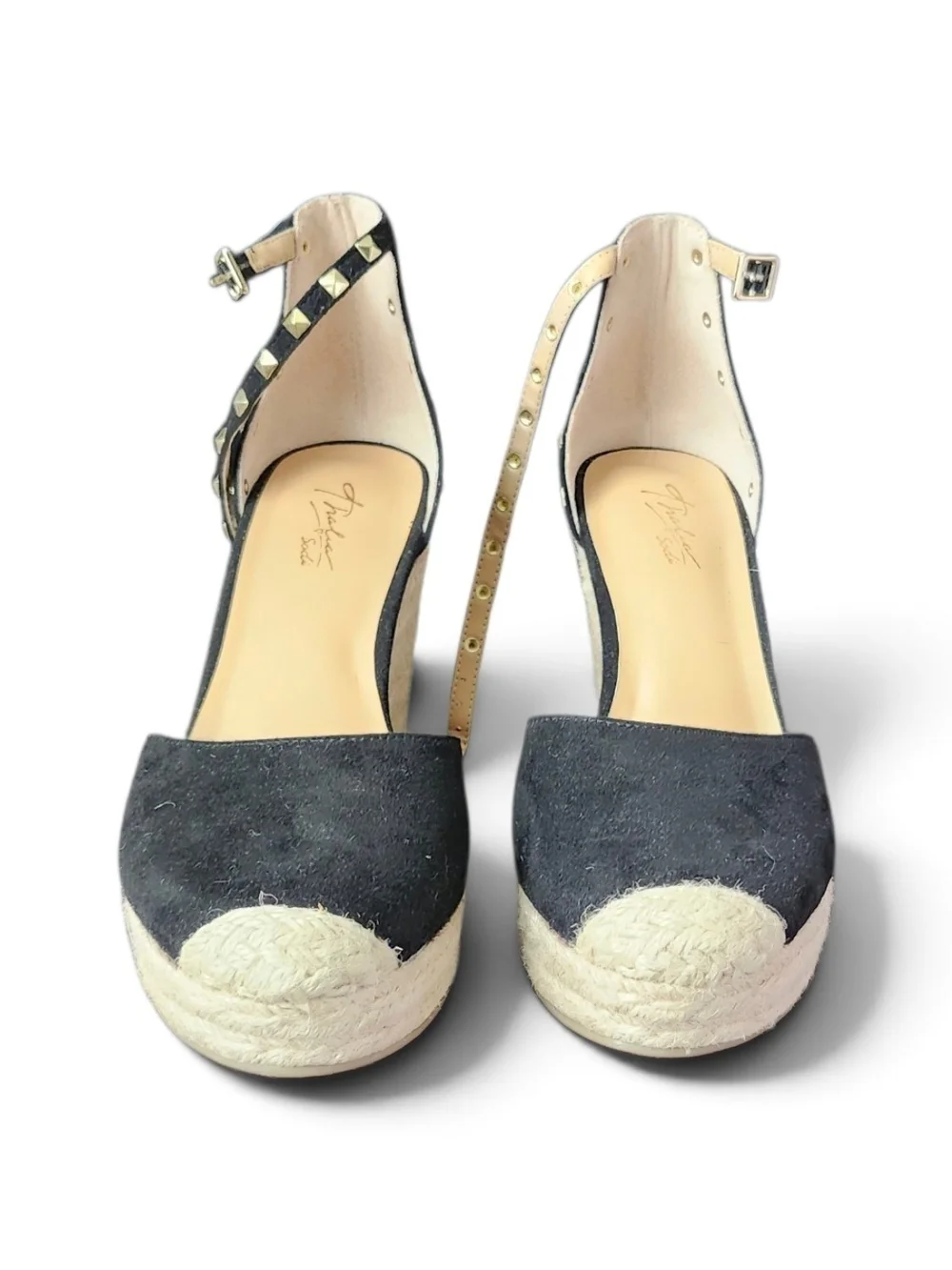 Women’s Black Espadrille Platform Ankle-Strap Wedges